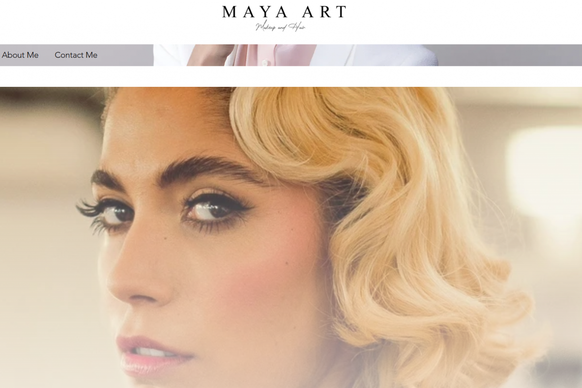 Maya Art makeup and hair website homepage