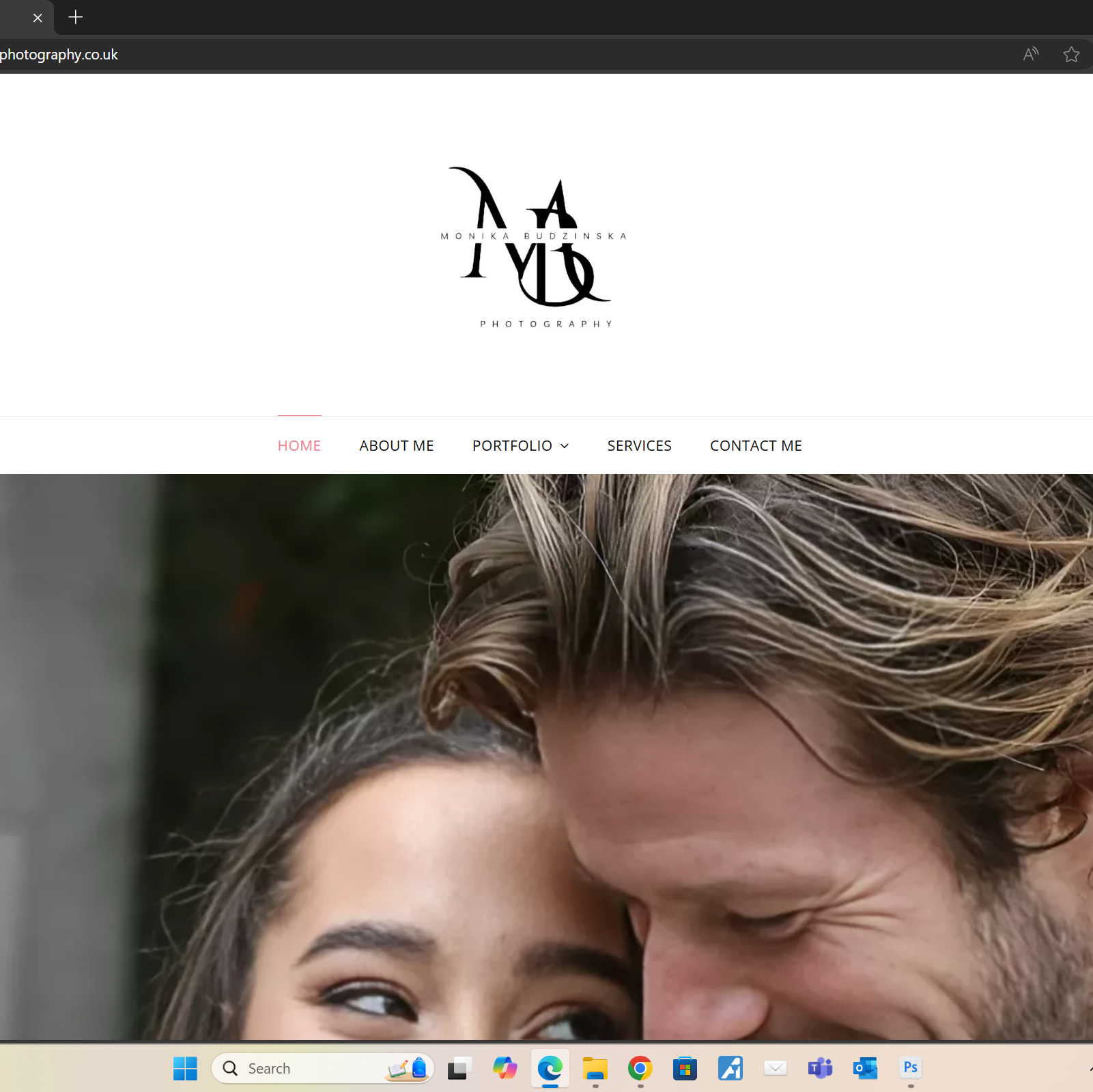 MB Photography portfolio website homepage